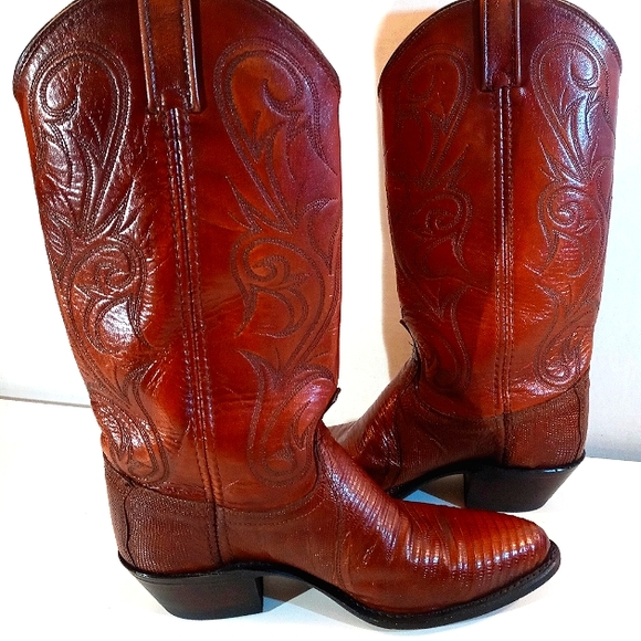 Dan Post Shoes - Dan Post El Pass Pointed Toe Lizard skin Western boots 7.5